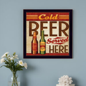 Cold Beer Served Here Black Framed Print Wall Art