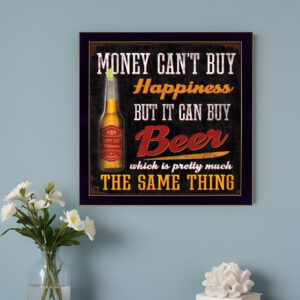Money Cant Buy Happiness Black Framed Print Wall Art