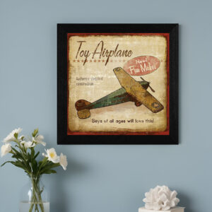 Toy Airplane Black Framed Print Wall Art