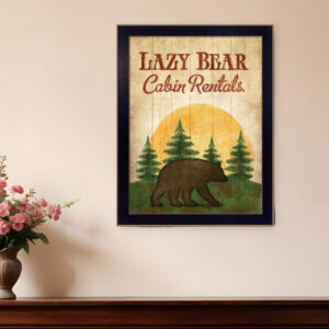 Lazy Bear  Black Framed Print Wall Art
