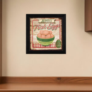 Jumbo Fresh Eggs Black Framed Print Wall Art