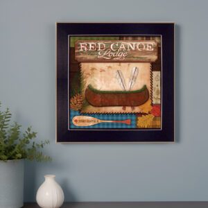 Red Canoe Lodge  Black Framed Print Wall Art