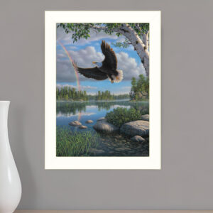 On Eagles Wings  White Framed Print Wall Art