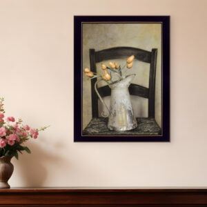 Golden Tulips  Black Framed Print Wall Art