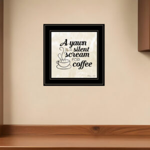 A Silent Scream for Coffee  Black Framed Print Wall Art
