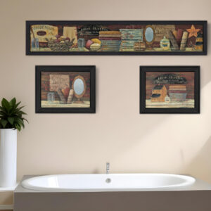 Set Of Three Country Bath I  Black Framed Print Bathroom Wall Art