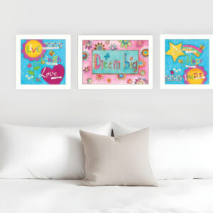 Set Of Three Dream White Framed Print Wall Art