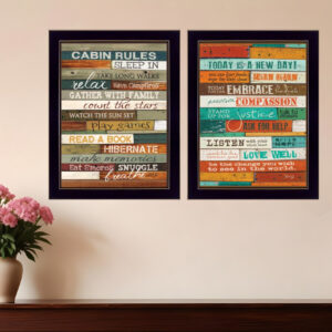 Set Of Two Wood Plank Black Framed Print Wall Art