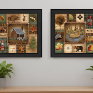Set Of Two Up North Black Framed Print Wall Art