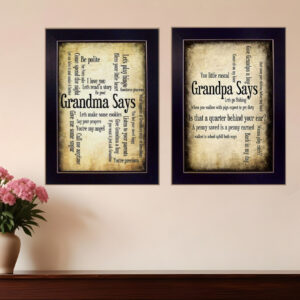 Set Of Two Grandparents Black Framed Print Wall Art