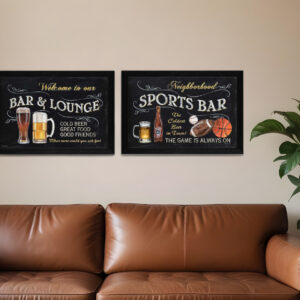 Set Of Two Sports Bar Black Framed Print Wall Art