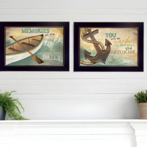 Set Of Two Memories at the Lake Black Framed Print Wall Art
