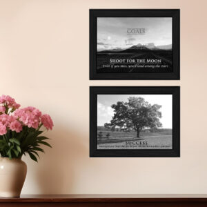Set Of Two Success  Black Framed Print Wall Art