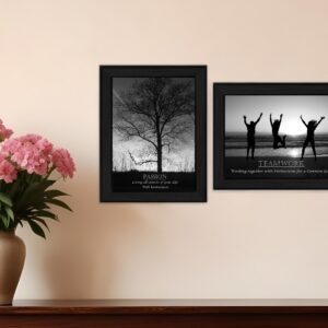 Set Of Two Passion and Teamwork Black Framed Print Wall Art