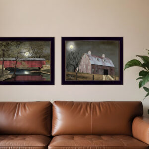 Set Of Two Midnight Moon Black Framed Print Wall Art