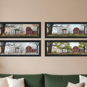 Set Of Four Four Seasons Collection II  Black Framed Print Wall Art