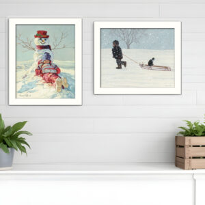 Set Of Two Snow Memories White Framed Print Wall Art
