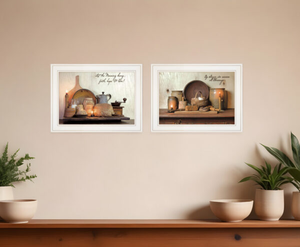 Set Of Two By Grace  White Framed Print Kitchen Wall Art