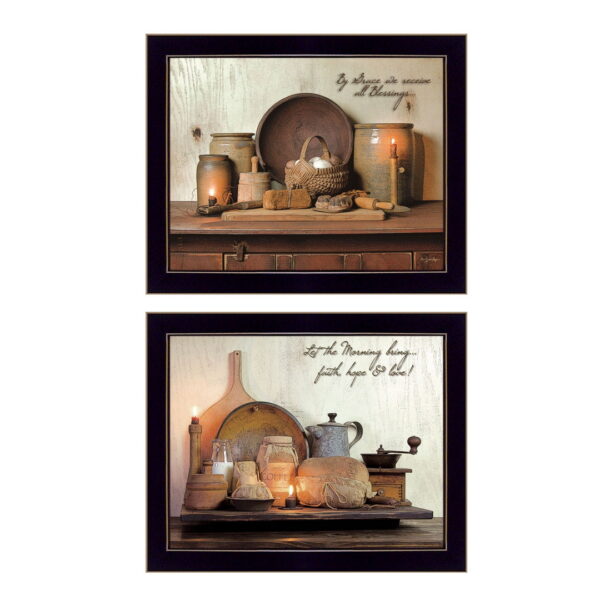 Set Of Two By Grace  Black Framed Print Wall Art