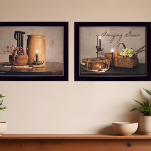 Set Of Two Amazing Grace Americana Black Framed Print Wall Art