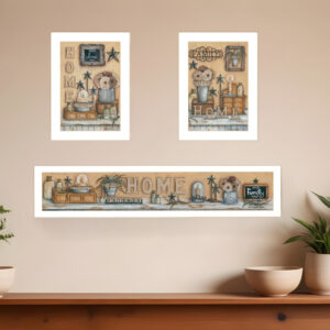 Set Of Three Where Family and Friends Gather  White Framed Print Wall Art