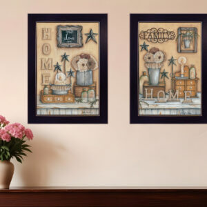 Set Of Two Where Family and Friends Gather II  Black Framed Print Wall Art
