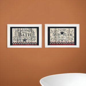 Set Of Two Hot Bath  White Framed Print Bathroom Wall Art
