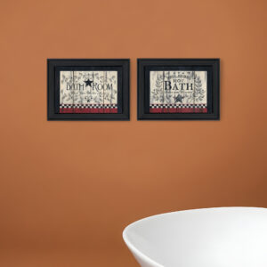 Set Of Two Hot Bath  Black Framed Print Bathroom Wall Art