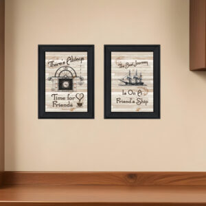 Set Of Two Friendship Journey  Black Framed Print Kitchen Wall Art