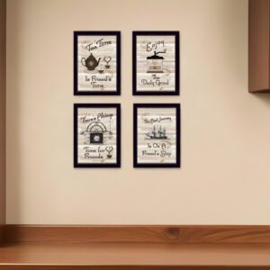 Set Of Four Friendship  Black Framed Print Kitchen Wall Art