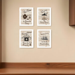 Set Of Four Friendship  White Framed Print Kitchen Wall Art