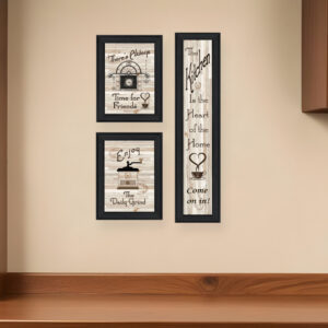 Set Of Three The Kitchen Collection I  Black Framed Print Kitchen Wall Art