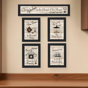 Set Of Five Kitchen Friendship Collection II  Black Framed Print Kitchen Wall Art