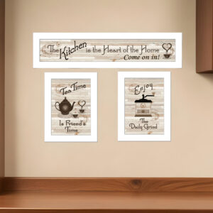 Set Of Three Kitchen Friendship Collection III  White Framed Print Kitchen Wall Art