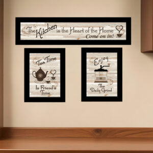 Set Of Three Kitchen Friendship Collection III  Black Framed Print Kitchen Wall Art