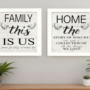 Set Of Two Family  White Framed Print Wall Art