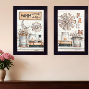 Set Of Two Farm Living  Black Framed Print Wall Art
