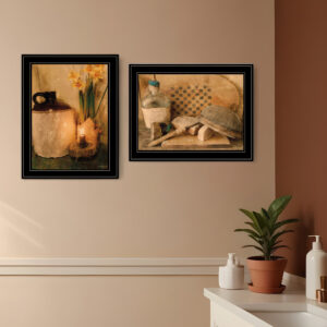 Set Of Two Daffodils and Cider  Black Framed Print Bathroom Wall Art
