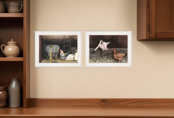 Set Of Two Bacon and Eggs  White Framed Print Wall Art