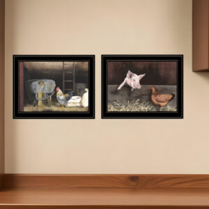 Set Of Two Bacon and Eggs  Black Framed Print Wall Art