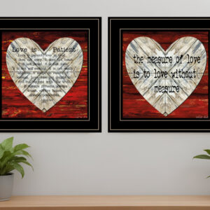 Set Of Two Love is Patient or Measure  Black Framed Print Wall Art