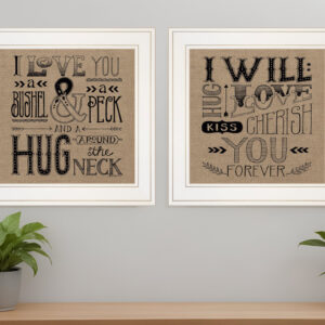 Set Of Two Hugs or Forever  White Framed Print Wall Art
