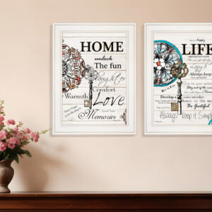 Set Of Two Life or Home  White Framed Print Wall Art