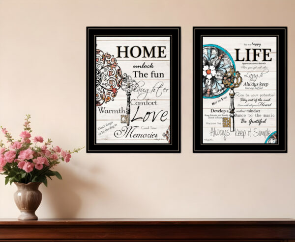 Set Of Two Life or Home  Black Framed Print Wall Art