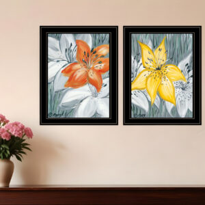 Set Of Two Tiger Lilies  Black Framed Print Wall Art