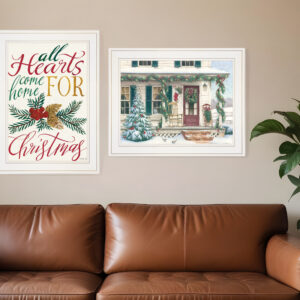 Set Of Two Come Home for Christmas  White Framed Print Wall Art