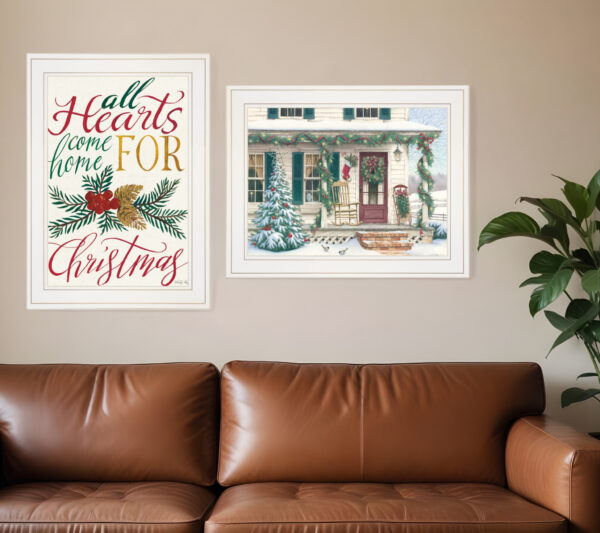 Set Of Two Come Home for Christmas  White Framed Print Wall Art