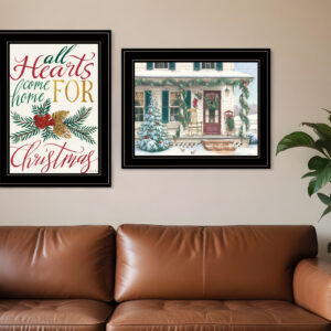 Set Of Two Come Home for Christmas  Black Framed Print Wall Art