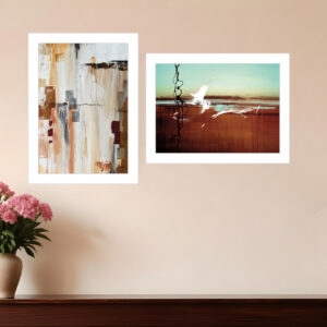 Set Of Two Abstract Flight  White Framed Print Wall Art