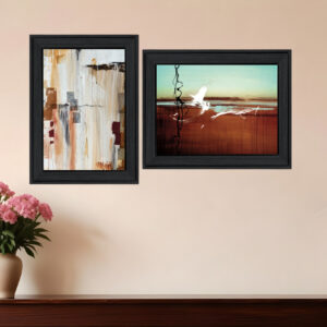 Set Of Two Abstract Flight  Black Framed Print Wall Art